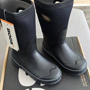 BOGS Grasp Solid Youth Black Insulated Rain Boots Waterproof Pull On Youth 2 NWT